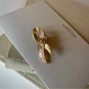 Avon Gold and Pink Ribbon Pin